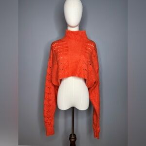 Feee People Wool Mohair Blend Orange Sweater
